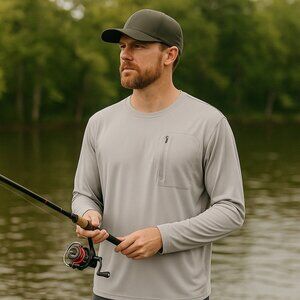 Huk Performance Long Sleeve Shirt Gray Outdoors Fishing Camping Utility XL
